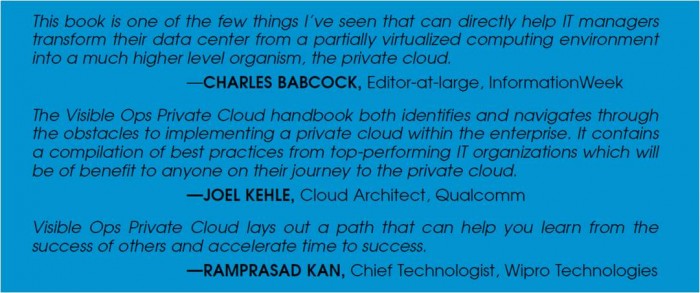 Visible Ops Private Cloud back cover quotes